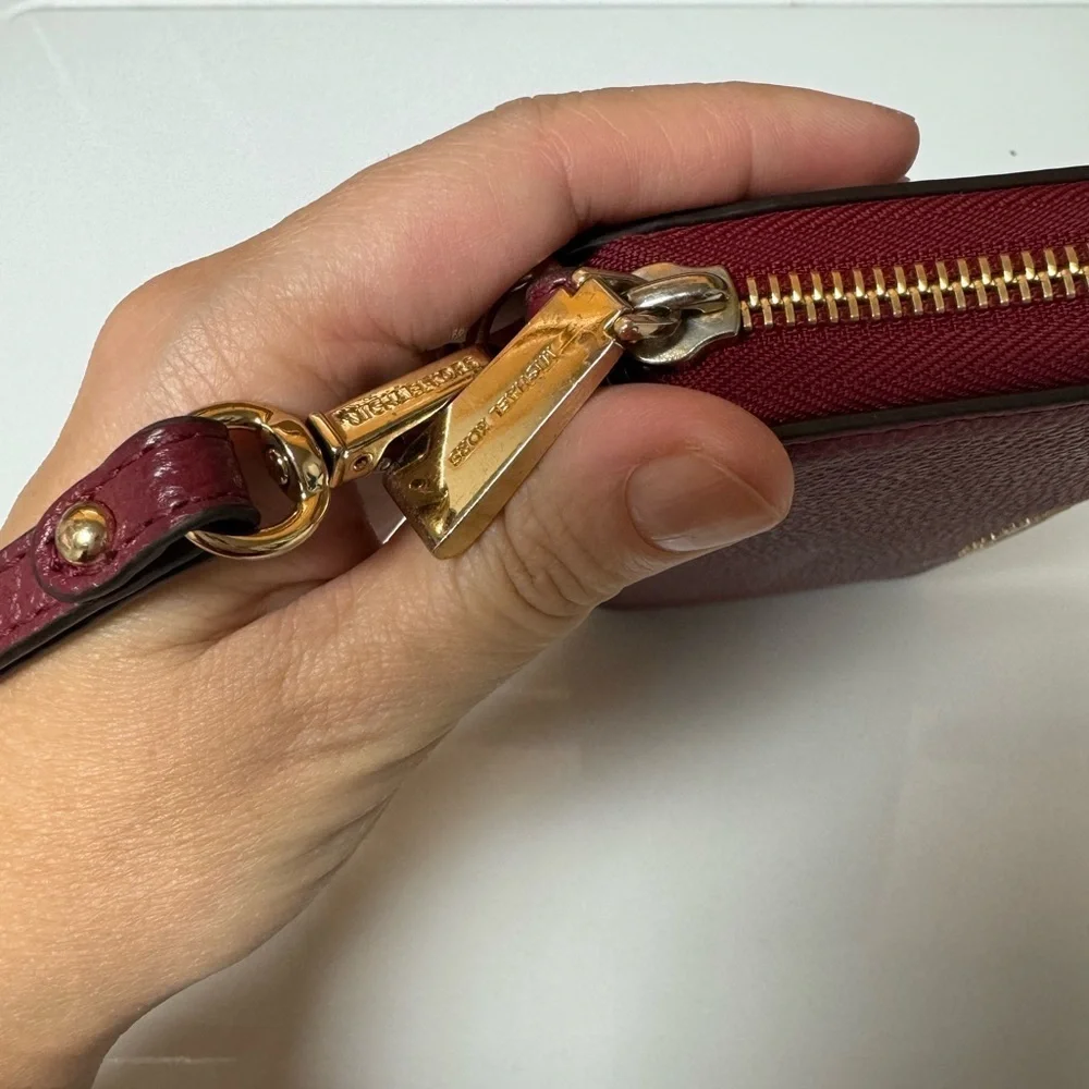 Michael Kors Red Wallet Sleek Design Gold Hardware